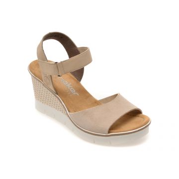 Sandale RIEKER nude, 68590, din piele naturala