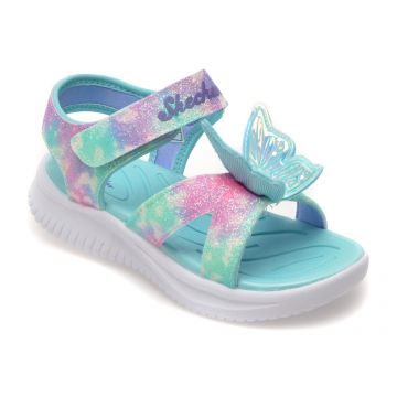 Sandale SKECHERS albastre, JUMPSTERS, din piele ecologica