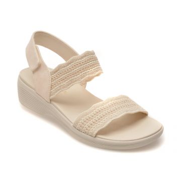 Sandale SKECHERS albe, ARYA, din material textil