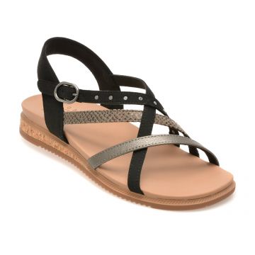 Sandale SKECHERS negre, DESERT KISS LOW, din piele ecologica