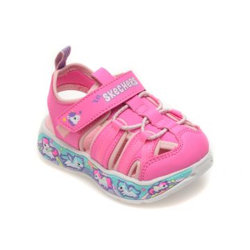 Sandale SKECHERS roz, 303162N, din piele ecologica
