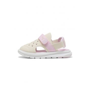 Sandale slingback cu inchidere velcro Evolve - Roz pastel/Galben pal