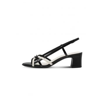 Sandale slingback de piele ecologica - Negru