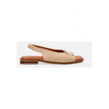 Sandale slingback din piele cu model perforat