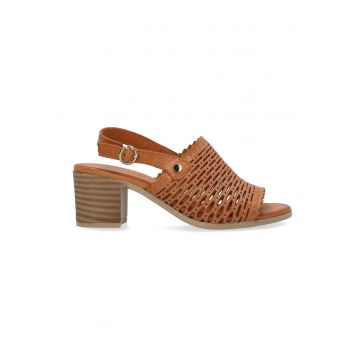 Sandale slingback din piele - cu toc masiv