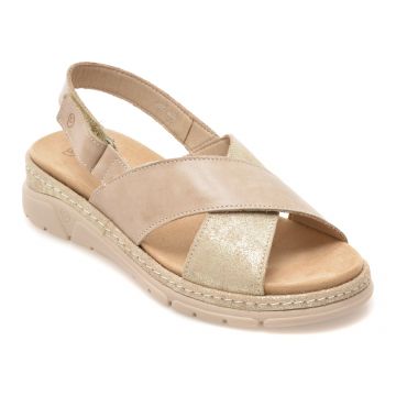 Sandale SUAVE bej, 12505, din piele naturala