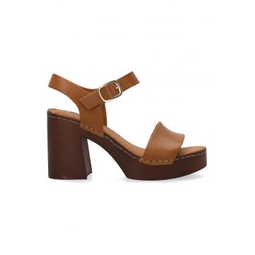 Sandale uni din piele cu platforma