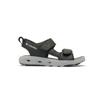 Sandale unisex -  piele ecologica - negru/gri - sistem inchidere Velcro