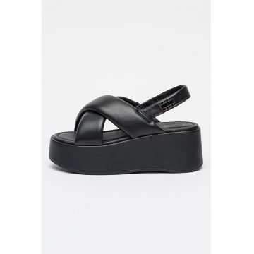 Sandale wedge de piele - Negru
