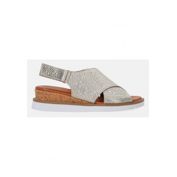 Sandale wedge din piele naturala cu barete incrucisate