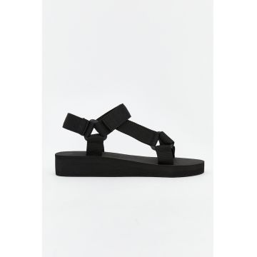 Sandale wedge textille - Negru