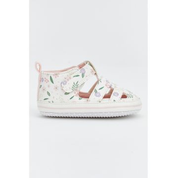 Sandake fisherman cu velcro si model floral - Alb/Roz pastel/Verde aquamarin