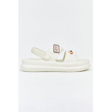 Sandale cu bareta slingback cu aplicatii - Alb