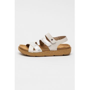 Sandale cu barete multiple - talpa joasa si inchidere velcro Nicole - Alb
