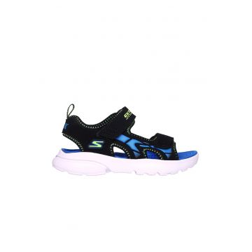 Sandale cu inchidere velcro si detalii logo - Negru/Albastru royal