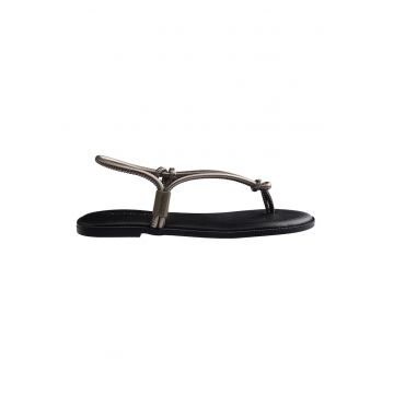 Sandale cu talpa plata si barete multiple - Grej