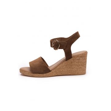 Sandale cu talpa wedge Adriana - Maro pamantiu
