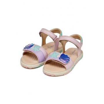 Sandale cu velcro Haiti - Lila/Roz pal