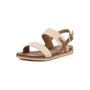 Sandale dama  bej - piele ecologica - design clasic