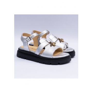 Sandale dama cu accesoriu - argintii - Argintiu