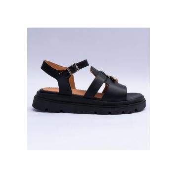 Sandale dama cu accesoriu - negru mat - Negru mat