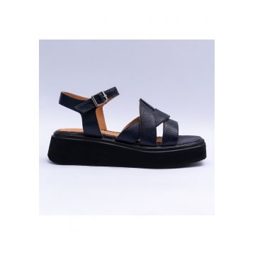 Sandale dama din piele cu barete - bleumarin - Bleumarin