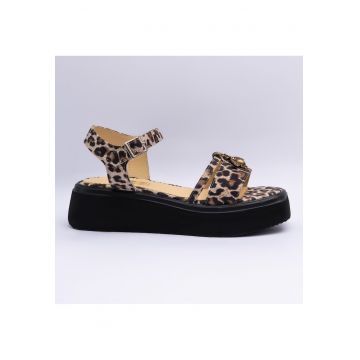 Sandale dama din piele naturala - animal print - Animal print