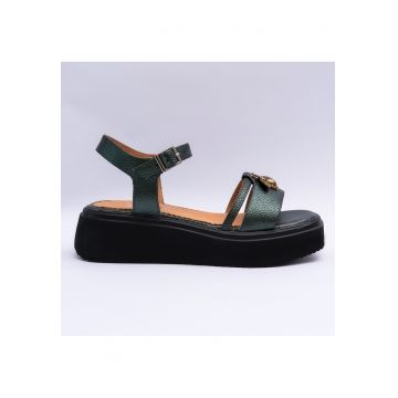 Sandale dama din piele - verzi - Verde