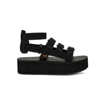 Sandale dama  Platform Mevia - ajustabile - negru - poliester/spuma EVA
