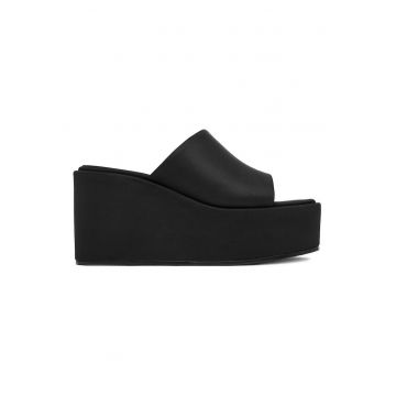 Sandale dama -  platforma - negru - material textil