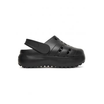 Sandale dama -  slip-on - platforma - negru - plastic -