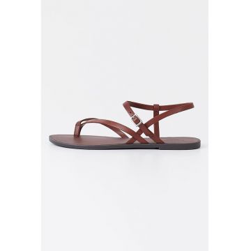 Sandale de piele cu barete multiple Tia 2.0 - Maro cognac