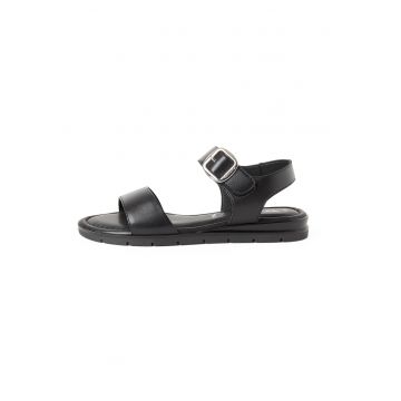 Sandale de piele cu catarama - Negru/Negru stins