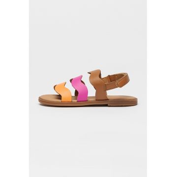 sandale de piele cu velcro - Maro/Portocaliu/Roz
