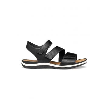 Sandale de piele ecologica cu velcro - Negru