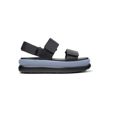 Sandale din piele cu aspect granulat si platforma Pelotas Flota Up - Negru