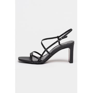 Sandale din piele cu barete multiple Elissa - Portocaliu persan/Albastru azur/Gri antracit
