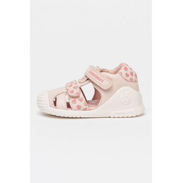 Sandale din piele cu model cu capsuni - Nude rose