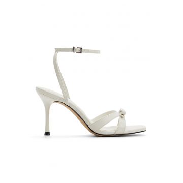 Sandale din piele ecologica cu toc stiletto Leesia - Alb