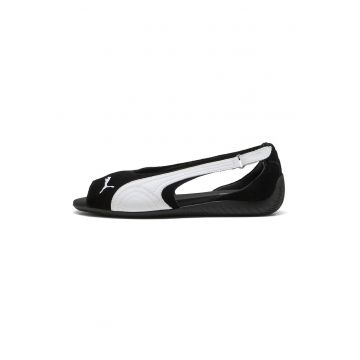 Sandale din piele intoarsa cu talpa joasa Speedcat - Alb/Negru
