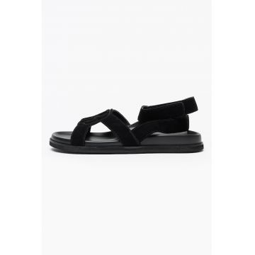 Sandale din piele intoarsa cu velcro Freyah - Negru