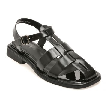 Sandale EPICA negre, 1258587, din piele naturala