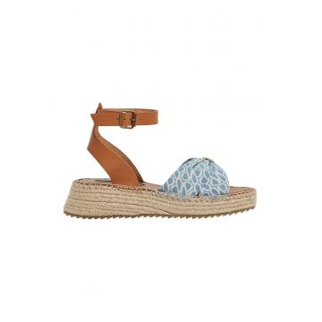 Sandale-espadrile cu detalii de piele - Albastru deschis