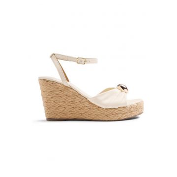 Sandale-espadrile de piele cu platforma wedge Soudan - Alb murdar