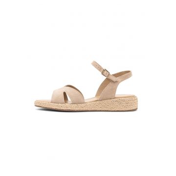 Sandale-espadrile de piele intoarsa cu talpa wedge