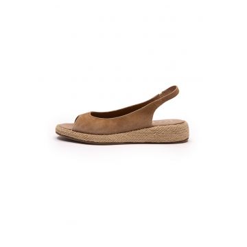 Sandale-espadrile din piele intoarsa - Maro deschis