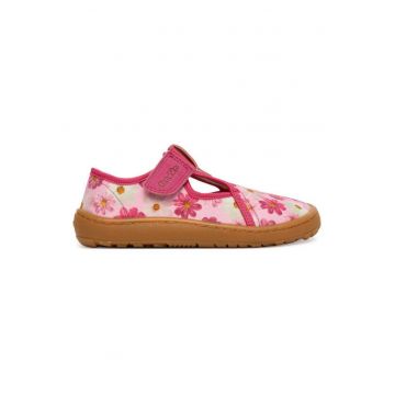 Sandale Fete -  plat - roz - textil