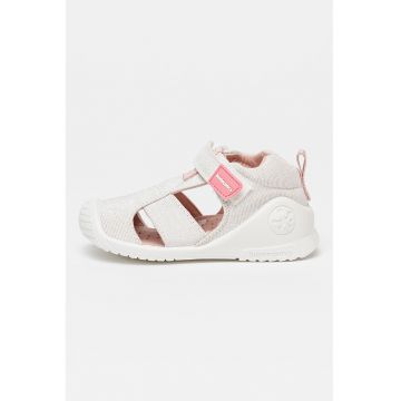 Sandale fisherman cu inchidere velcro - Alb/Roz