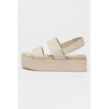 Sandale flatform cu inchidere cu velcro - Gri deschis