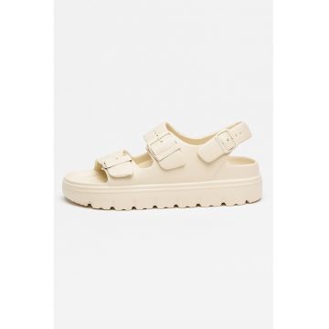 Sandale slingback cu catarama - Bej deschis